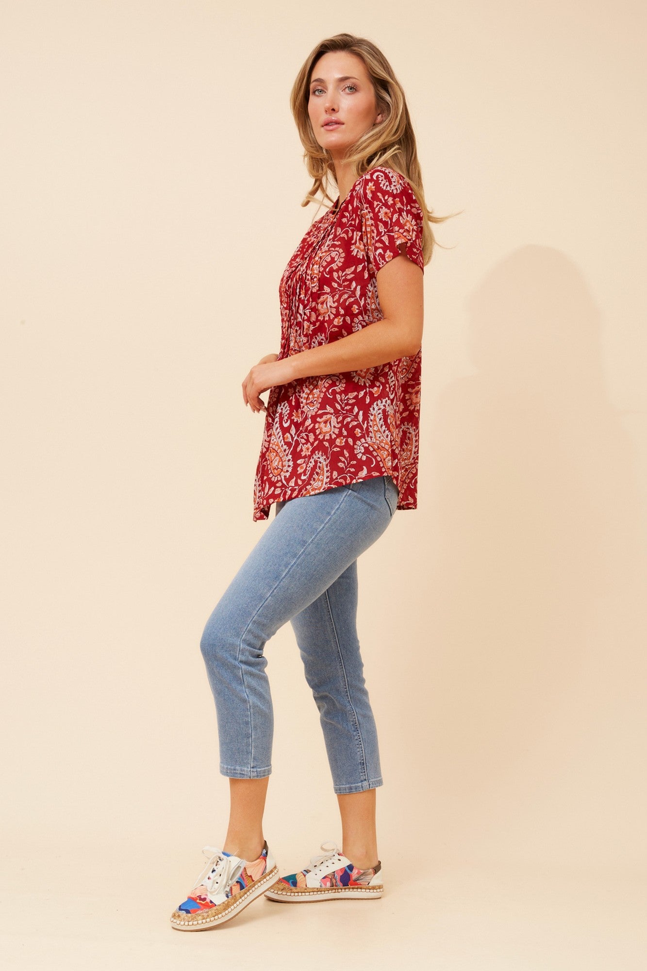 GIORGIANA PAISLEY PRINT TOP (Red)
