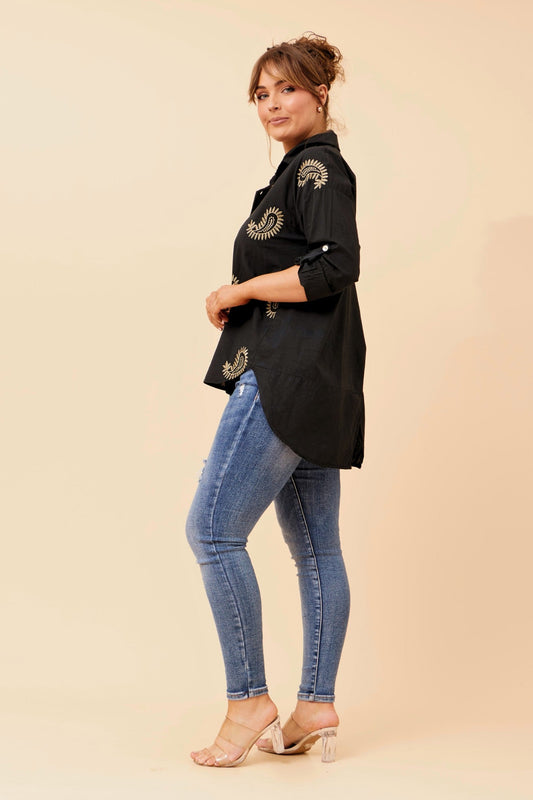 ALMADA ABSTRACT PRINT SHIRT (Black)