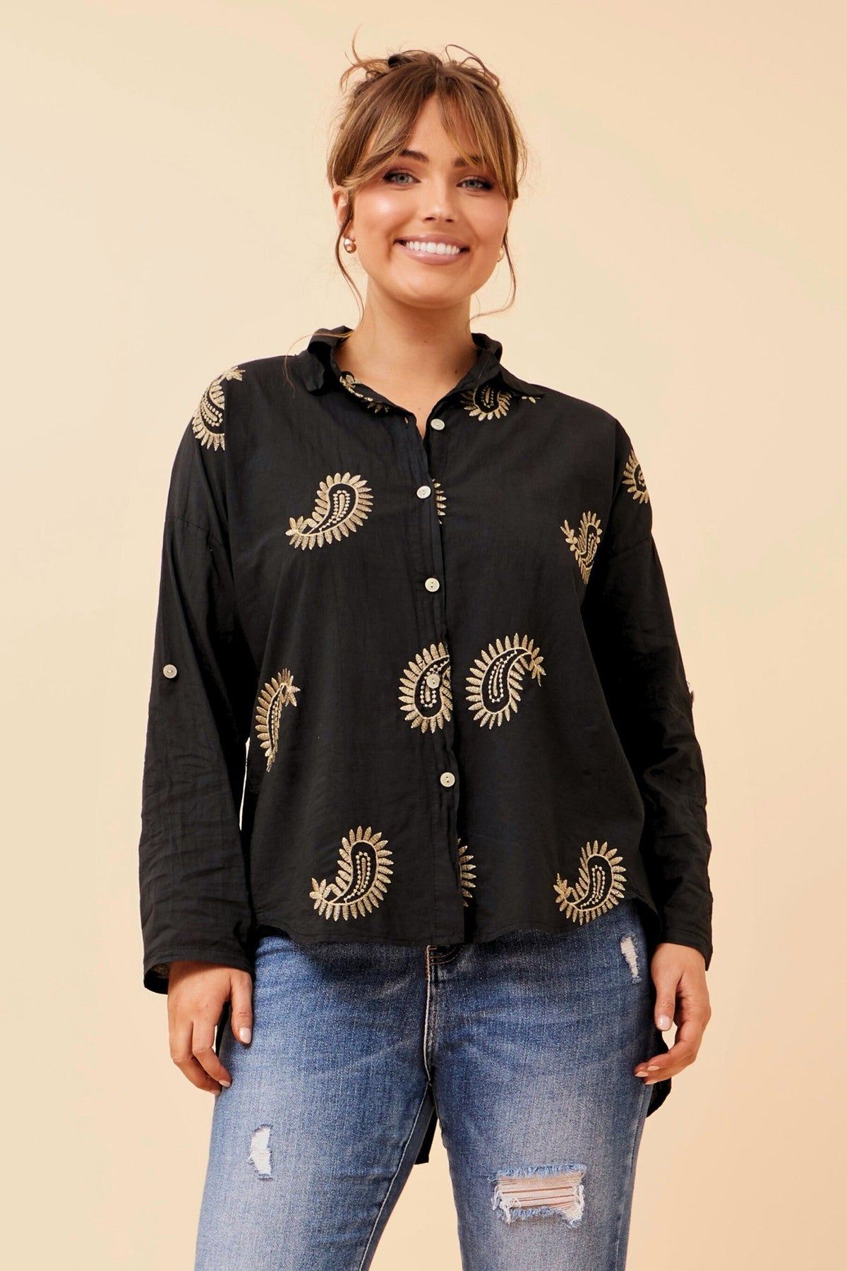 ALMADA ABSTRACT PRINT SHIRT (Black)