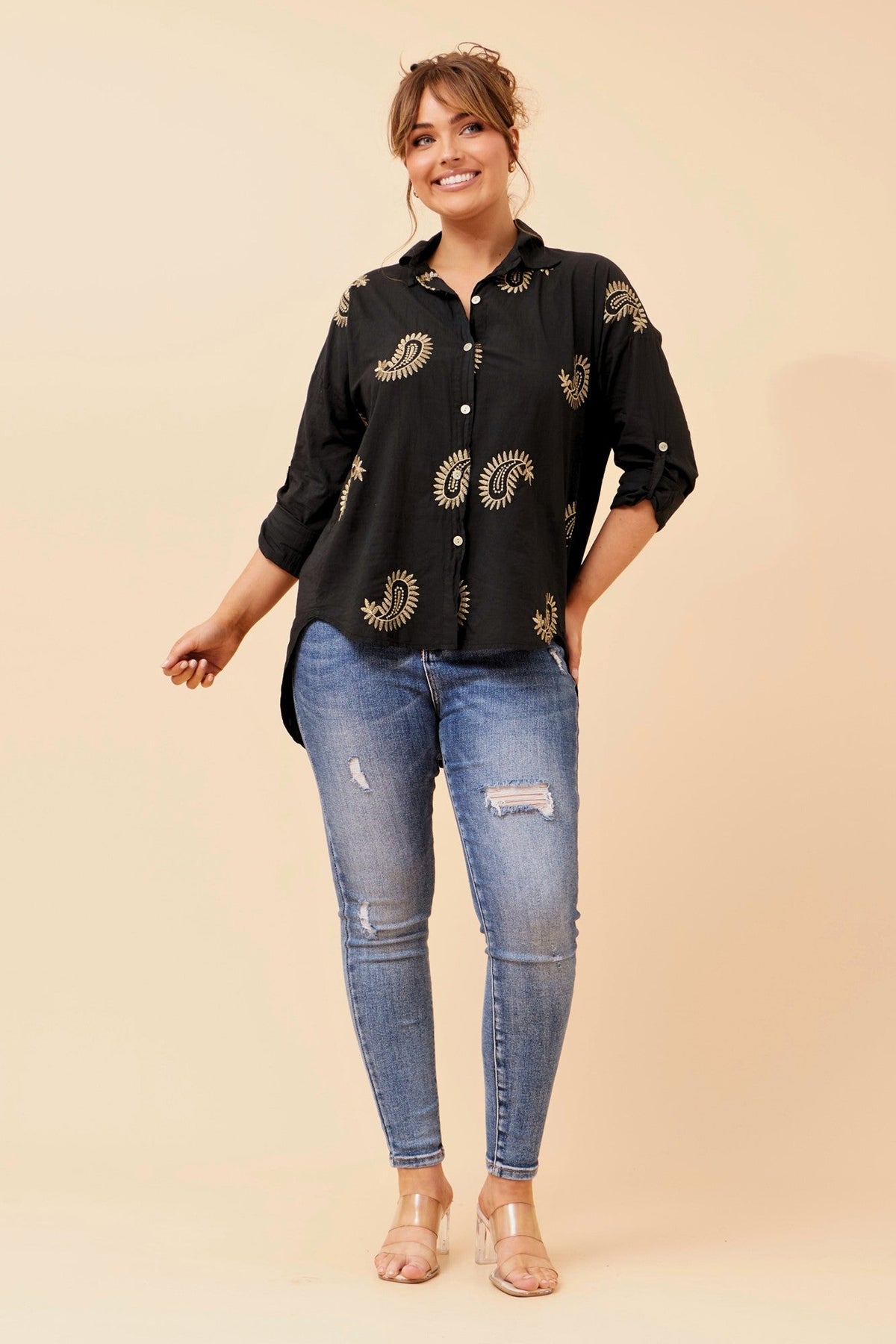 ALMADA ABSTRACT PRINT SHIRT (Black)
