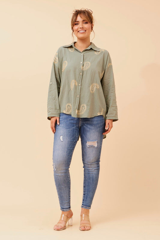 BOTTEGA MODA ALMADA ABSTRACT PRINT SHIRT (Khaki)