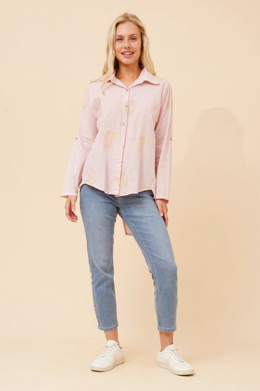 Image of Shirts. Product name - ALMADA ABSTRACT PRINT SHIRT in Pink colour by brand - BOTTEGA MODA