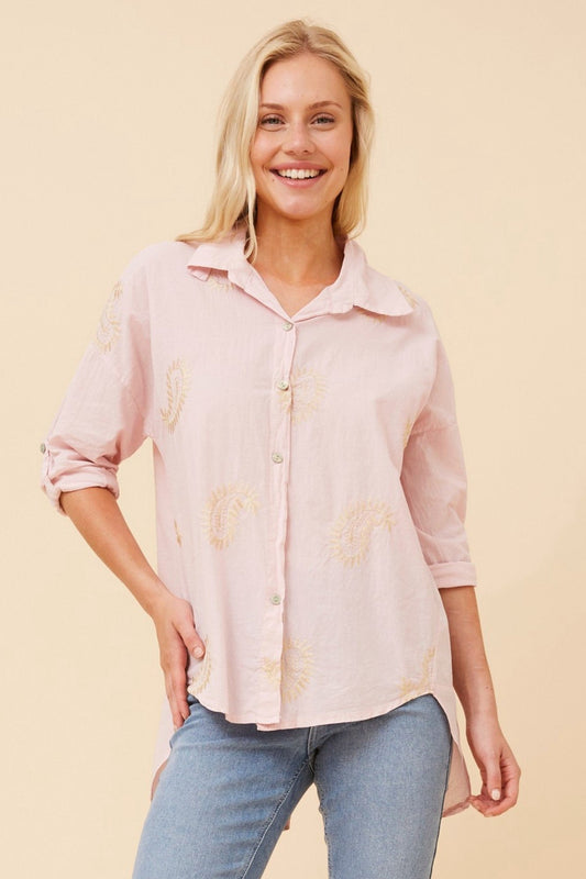 BOTTEGA MODA ALMADA ABSTRACT PRINT SHIRT (Pink)