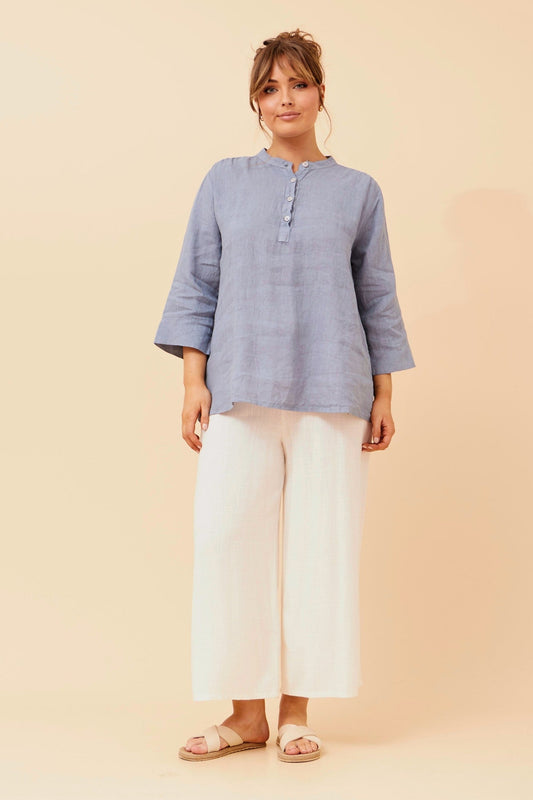 BOTTEGA MODA EVREN LINEN TOP (Denim)
