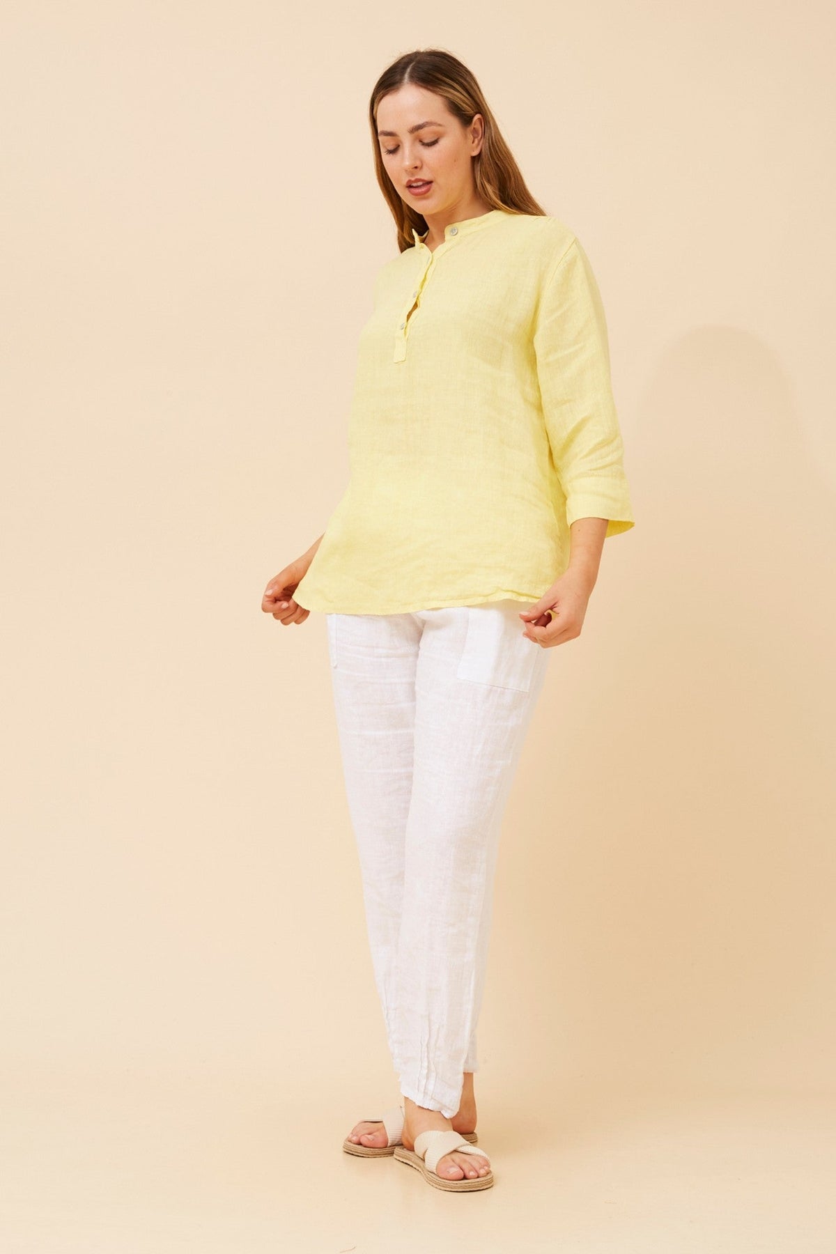 BOTTEGA MODA EVREN LINEN TOP (Giallo)