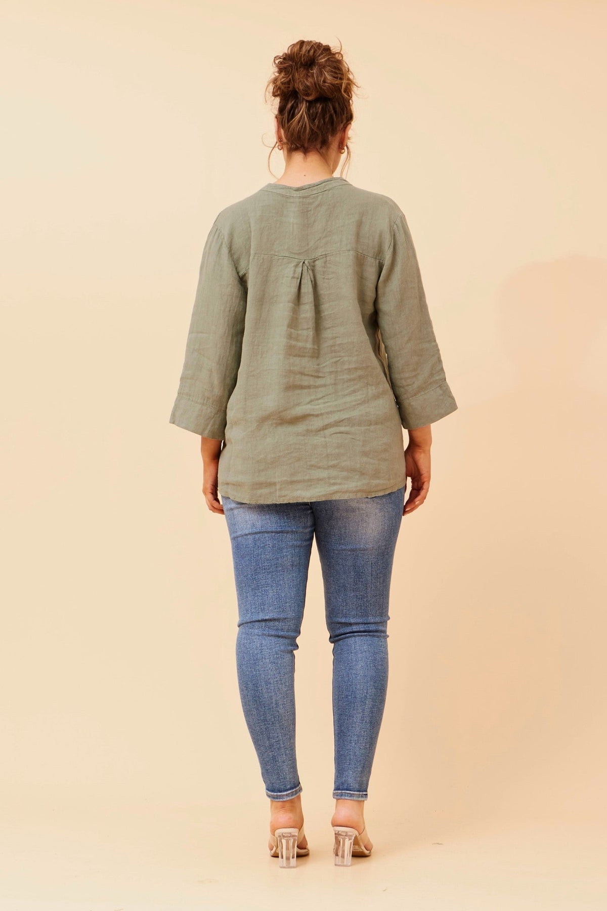BOTTEGA MODA EVREN LINEN TOP (Khaki)