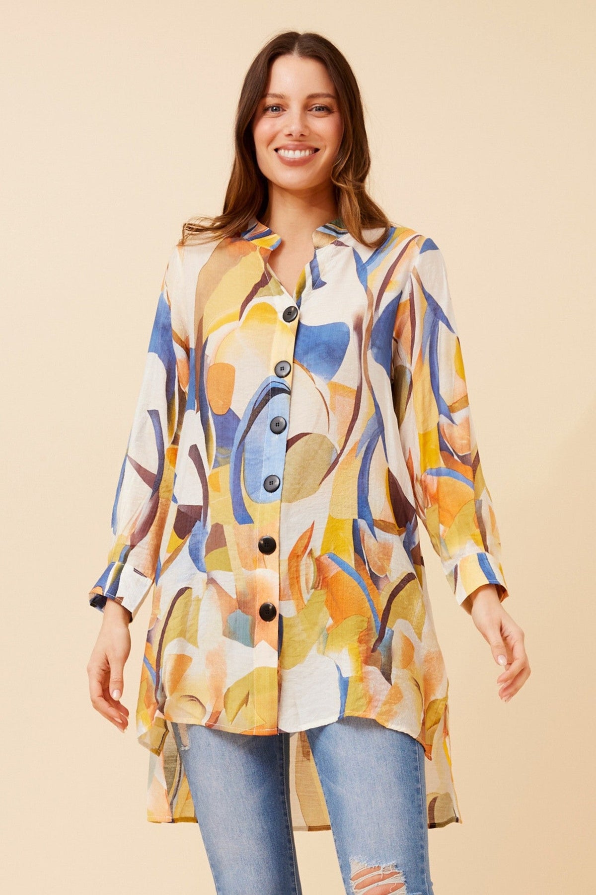 PATIA ABSTRACT PRINT SHIRT (Blue)