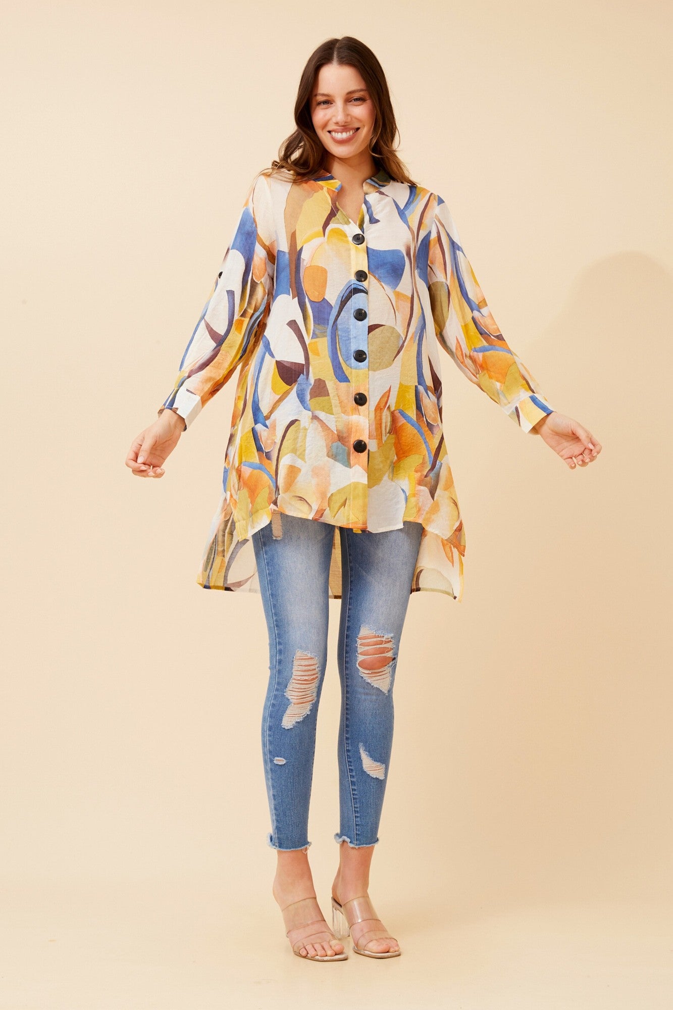 PATIA ABSTRACT PRINT SHIRT (Blue)