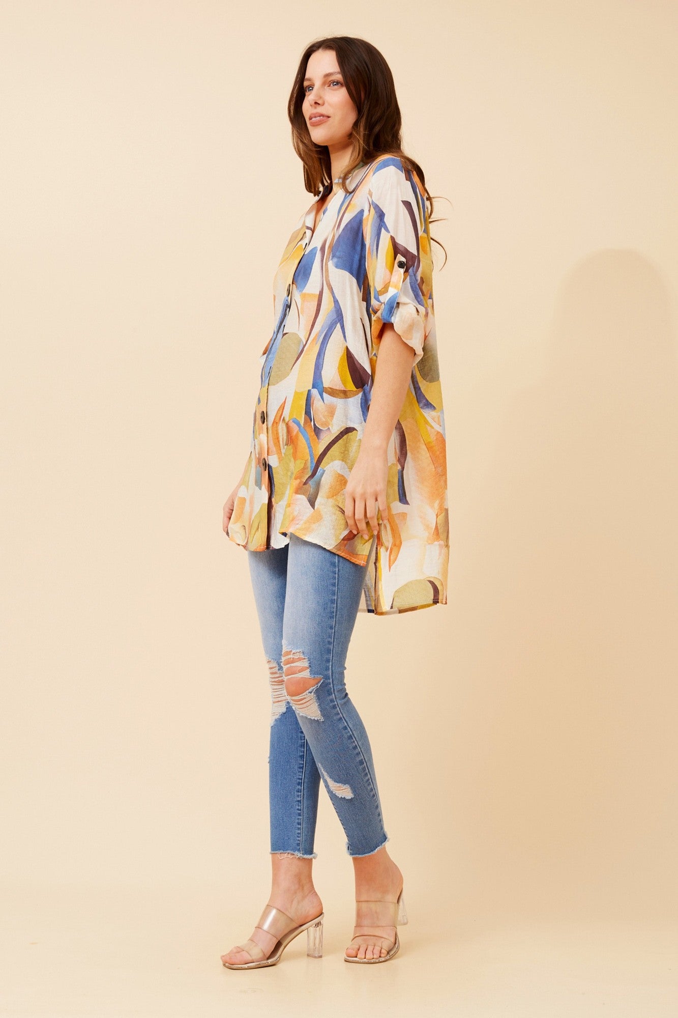 PATIA ABSTRACT PRINT SHIRT (Blue)