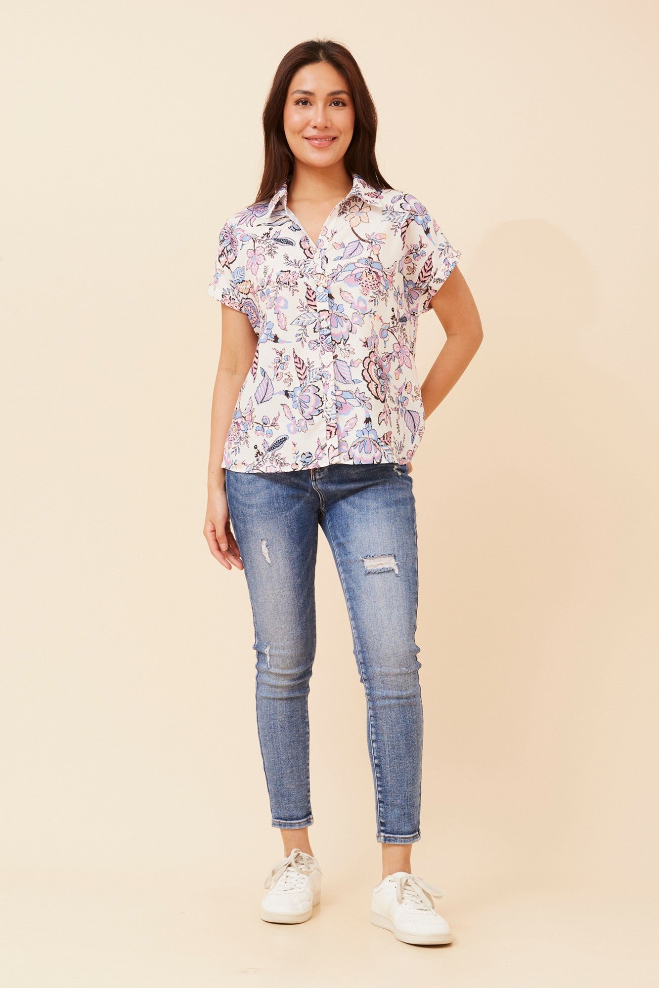 ADRIKA FLORAL SHIRT (Multi Pink)