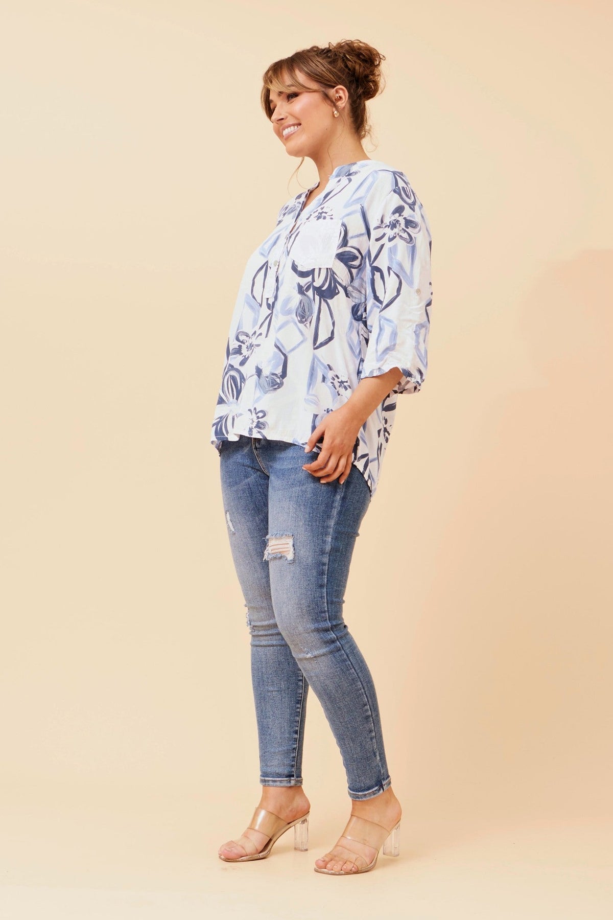 ROSETTA FLORAL PRINT TOP (White)