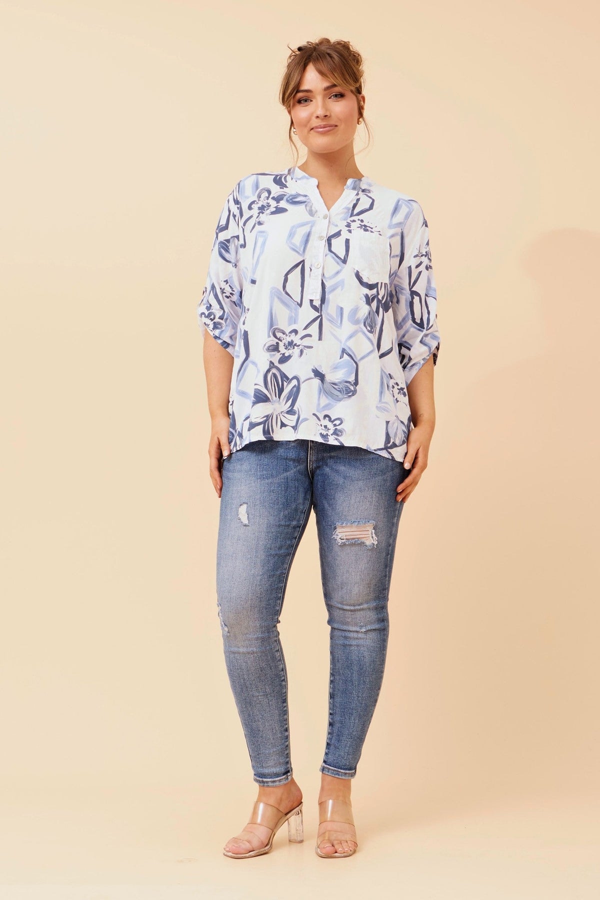 ROSETTA FLORAL PRINT TOP (White)