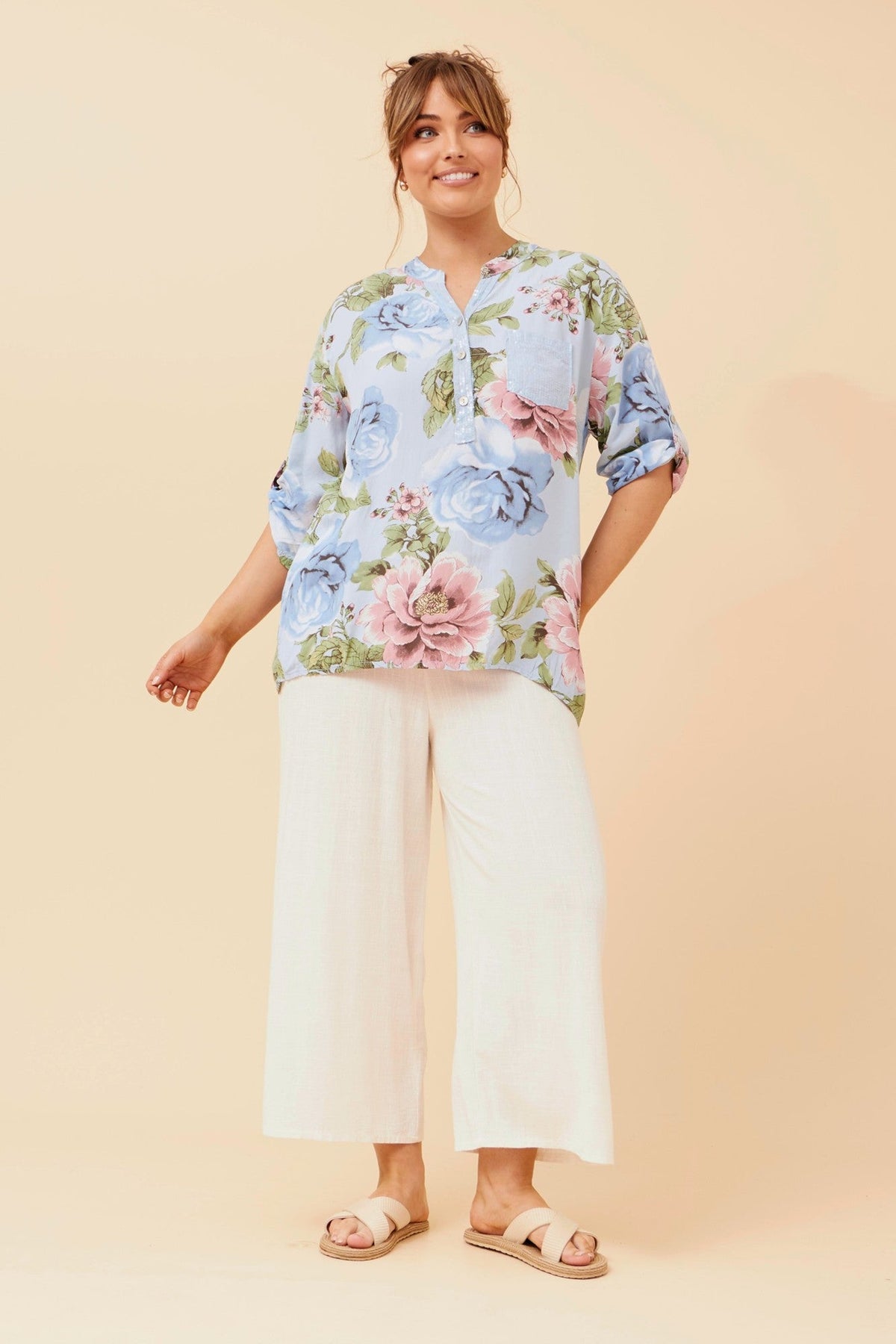 ROSETTA FLORAL PRINT TOP (Light Blue)