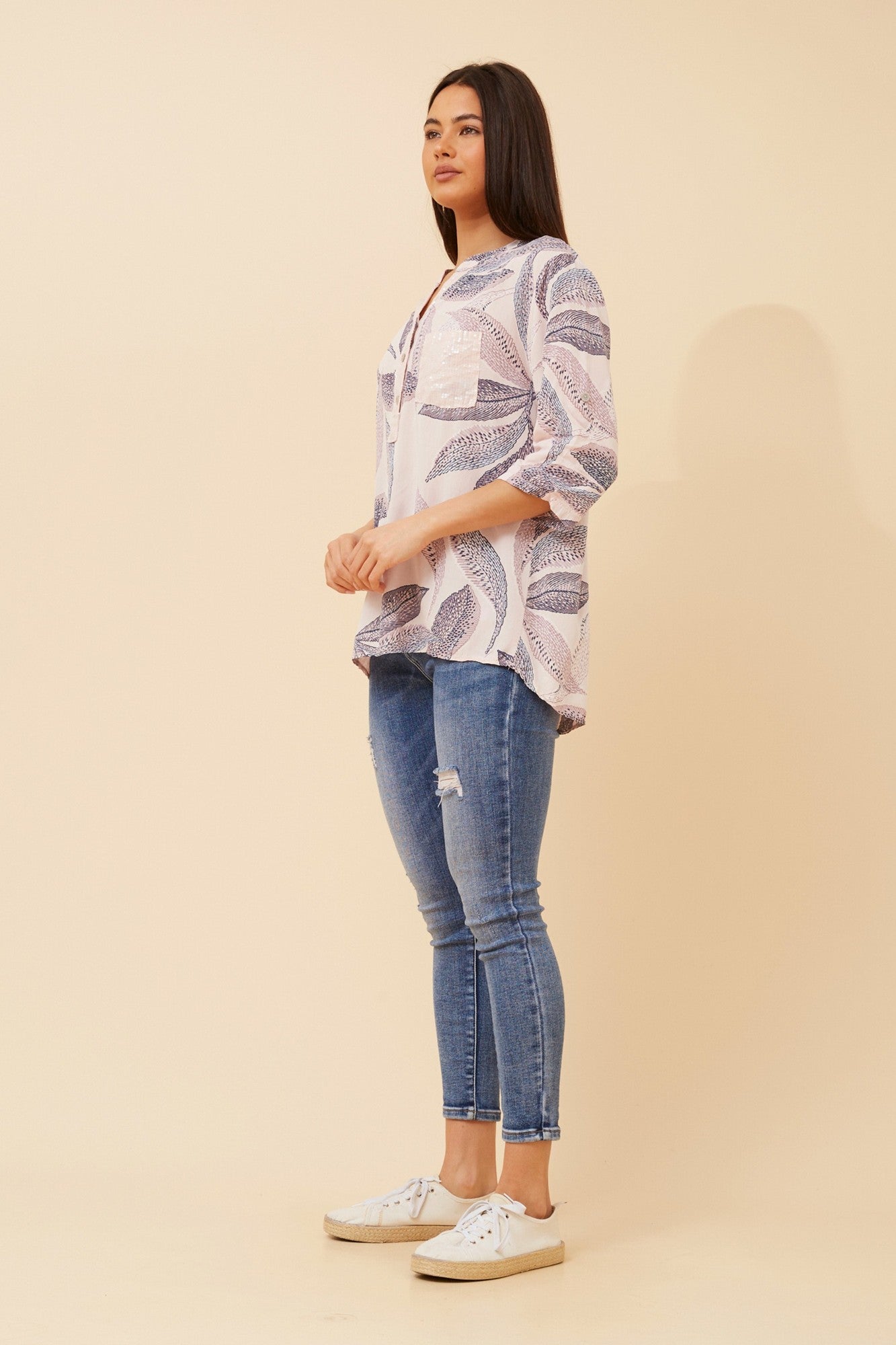 ROSETTA LEAF PRINT TOP (Dusty Pink)
