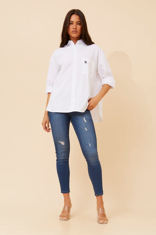 Image of Shirts. Product name - IVA SOLID SHIRT in Blue colour by brand - Stella + Biancca