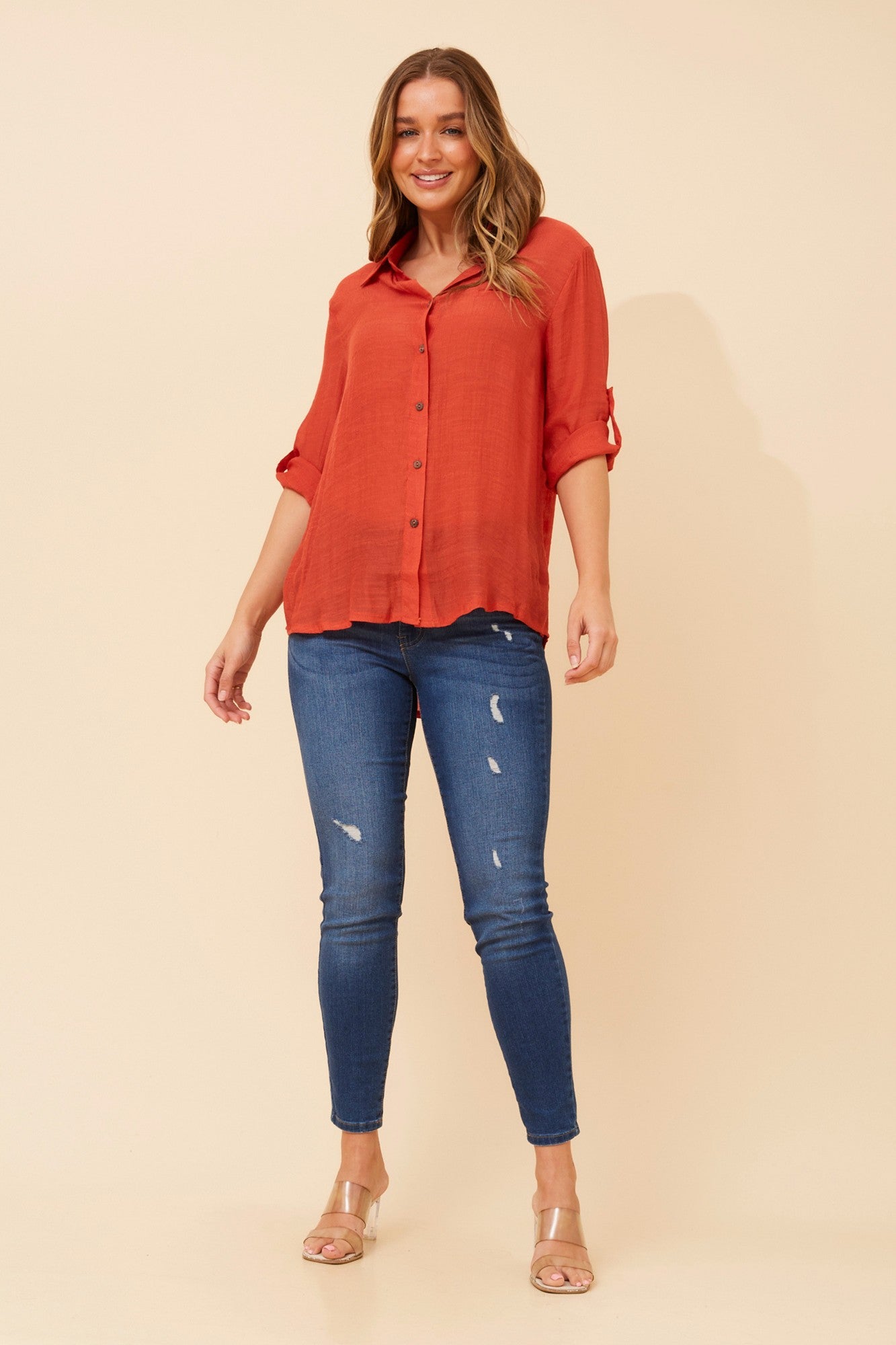 VIRELLE SOLID SHIRT (Burnt Sienna)
