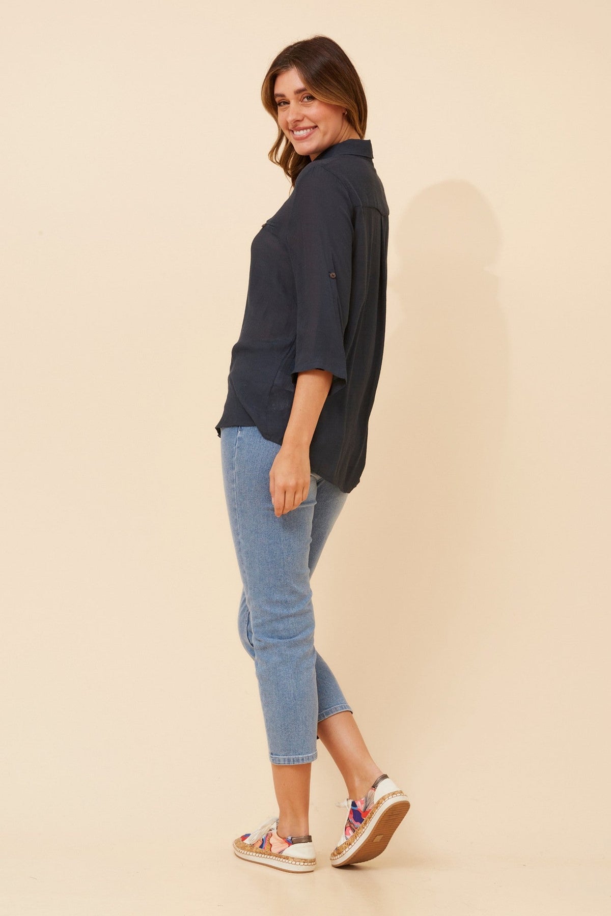 Caroline Morgan Australia VIRELLE SOLID SHIRT (Navy)