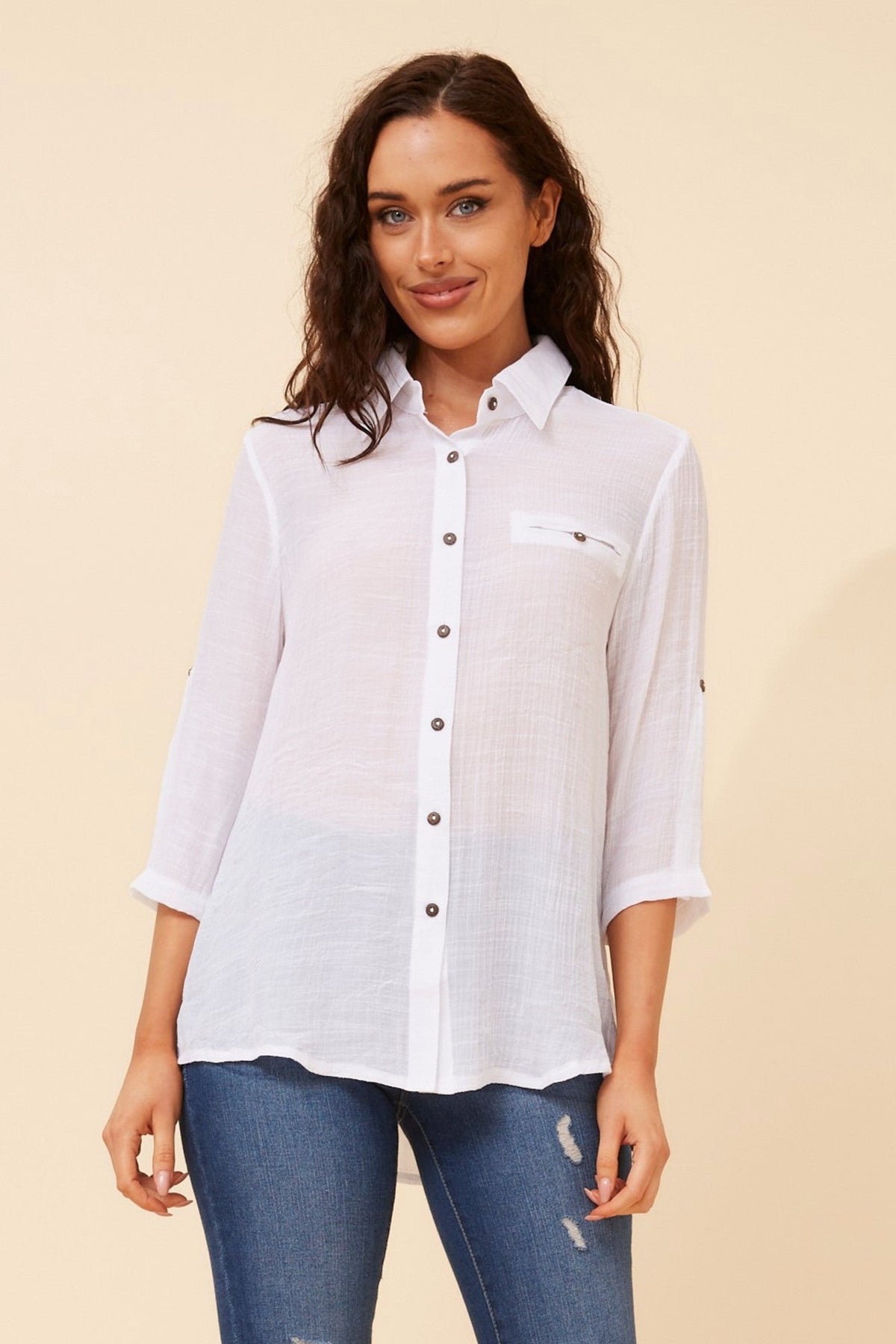 Caroline Morgan Australia VIRELLE SOLID SHIRT (White)