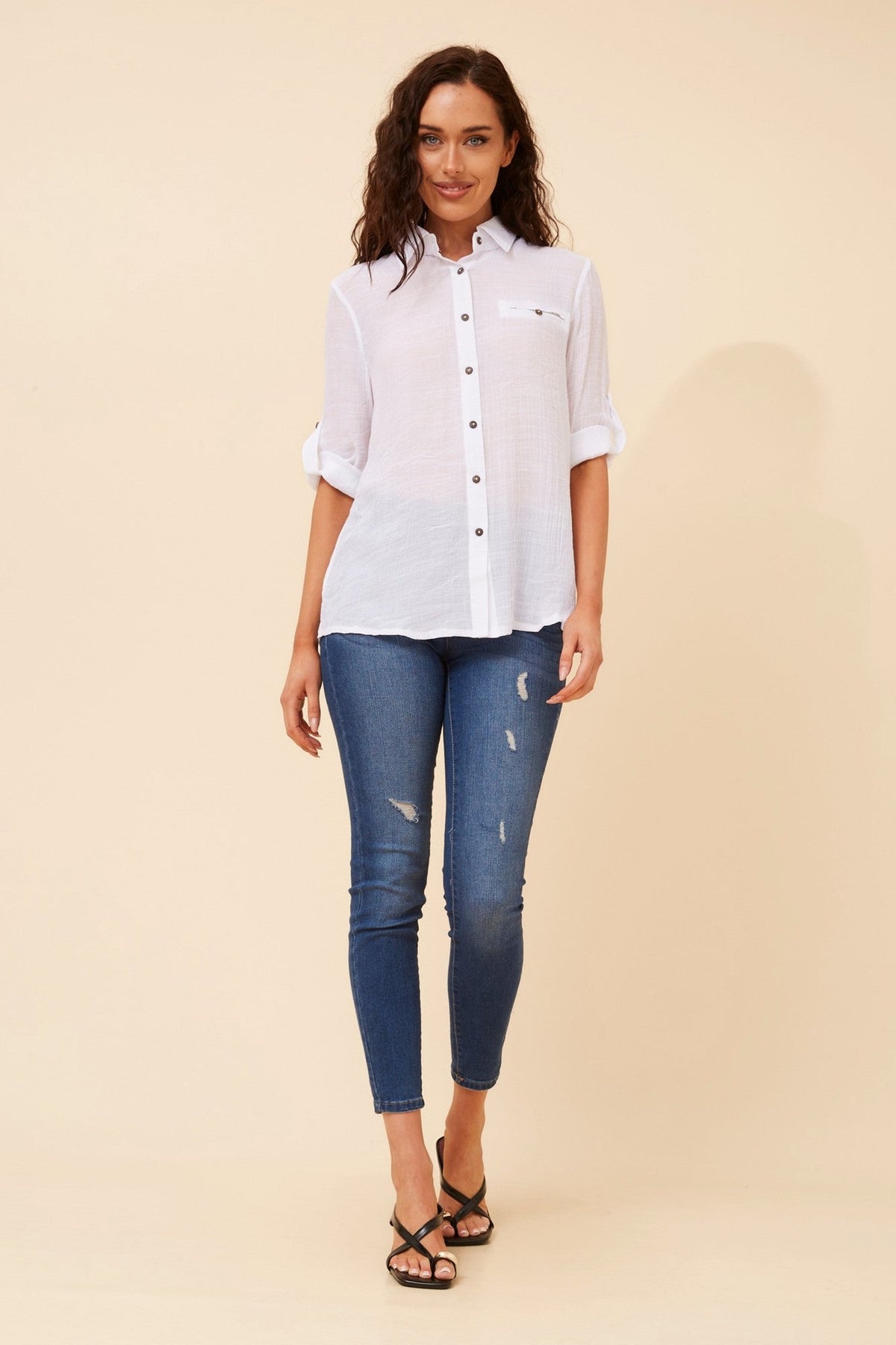 Caroline Morgan Australia VIRELLE SOLID SHIRT (White)