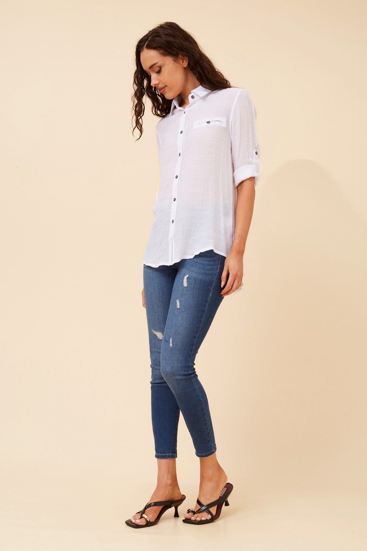 Caroline Morgan Australia VIRELLE SOLID SHIRT (White)