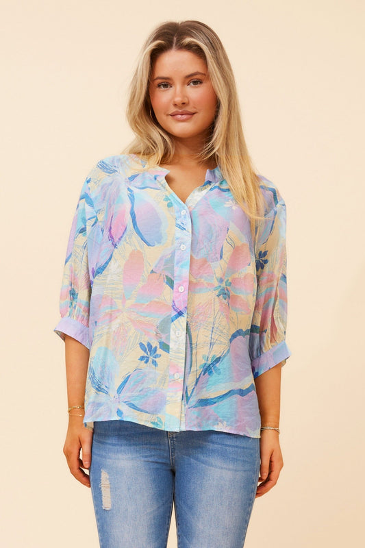 BELINA FLORAL SHIRT (Blue)