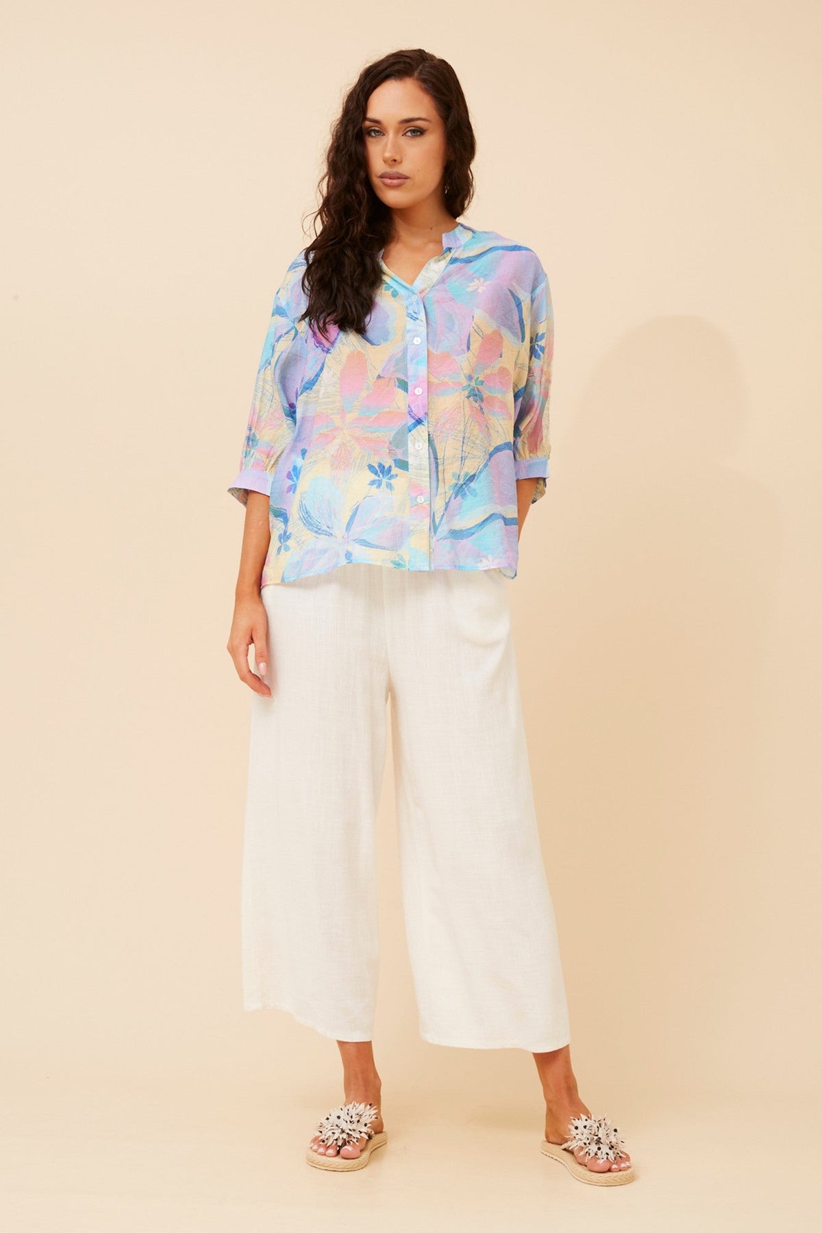Caroline Morgan Australia BELINA FLORAL SHIRT (Blue)