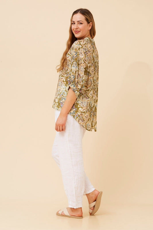 BELINA FLORAL SHIRT (Chartreuse)