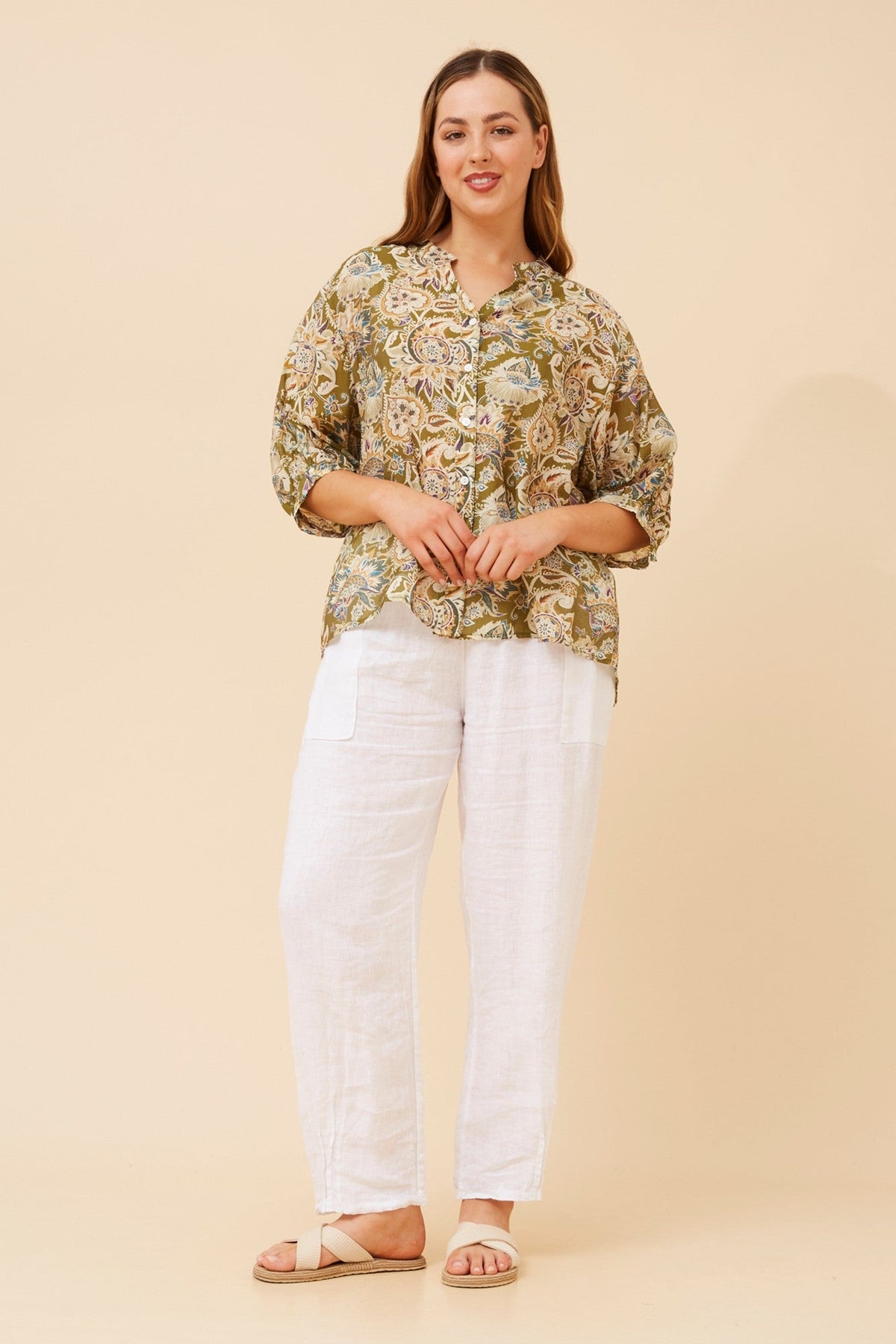 BELINA FLORAL SHIRT (Chartreuse)