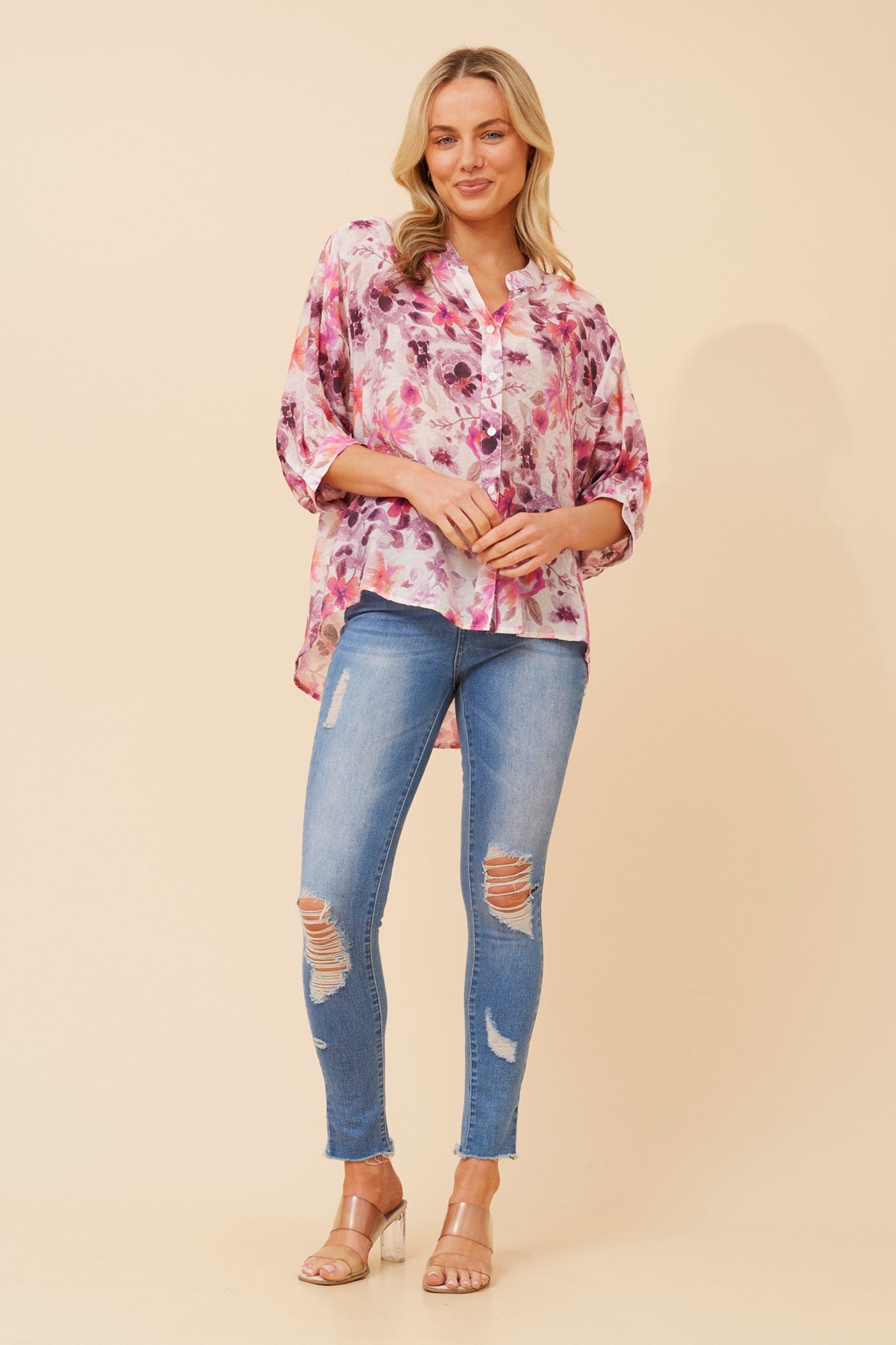 BELINA FLORAL SHIRT (Pink)