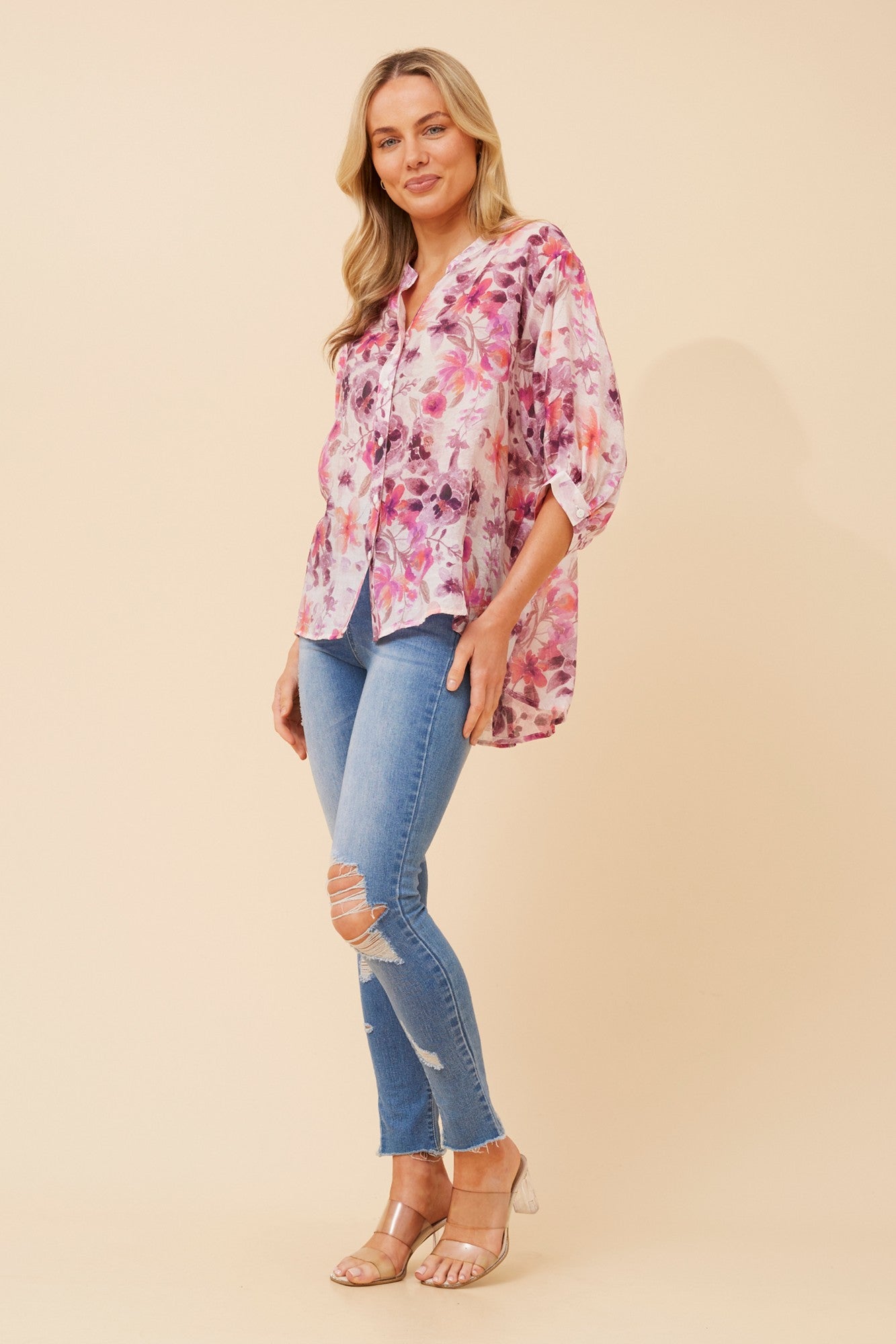 BELINA FLORAL SHIRT (Pink)