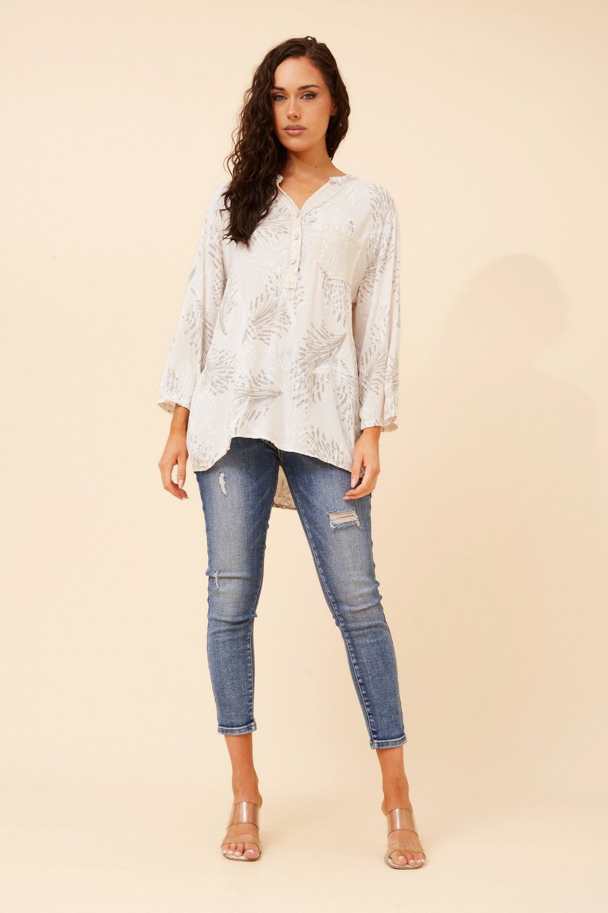 ROSETTA LEAF PRINT SHIRT (Sand)