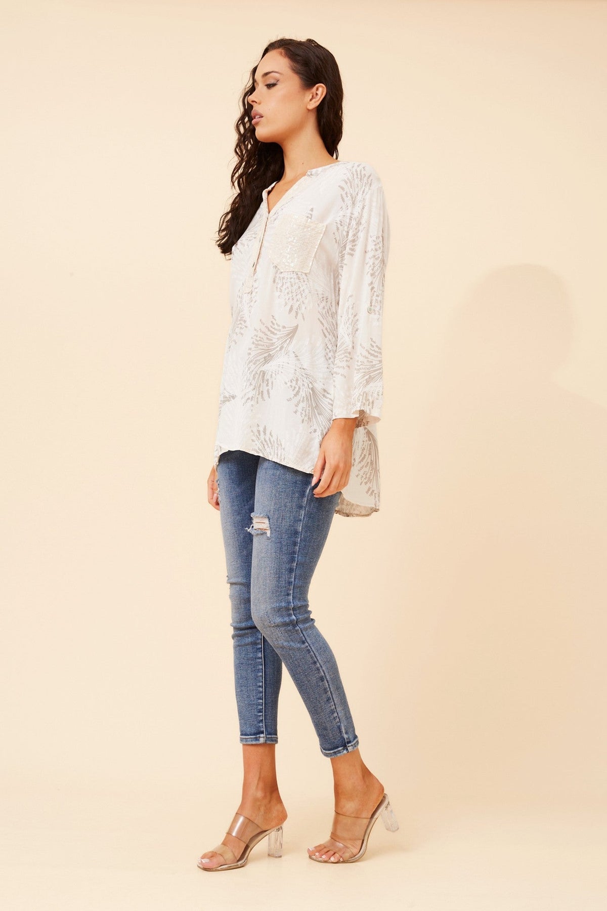ROSETTA LEAF PRINT SHIRT (Sand)