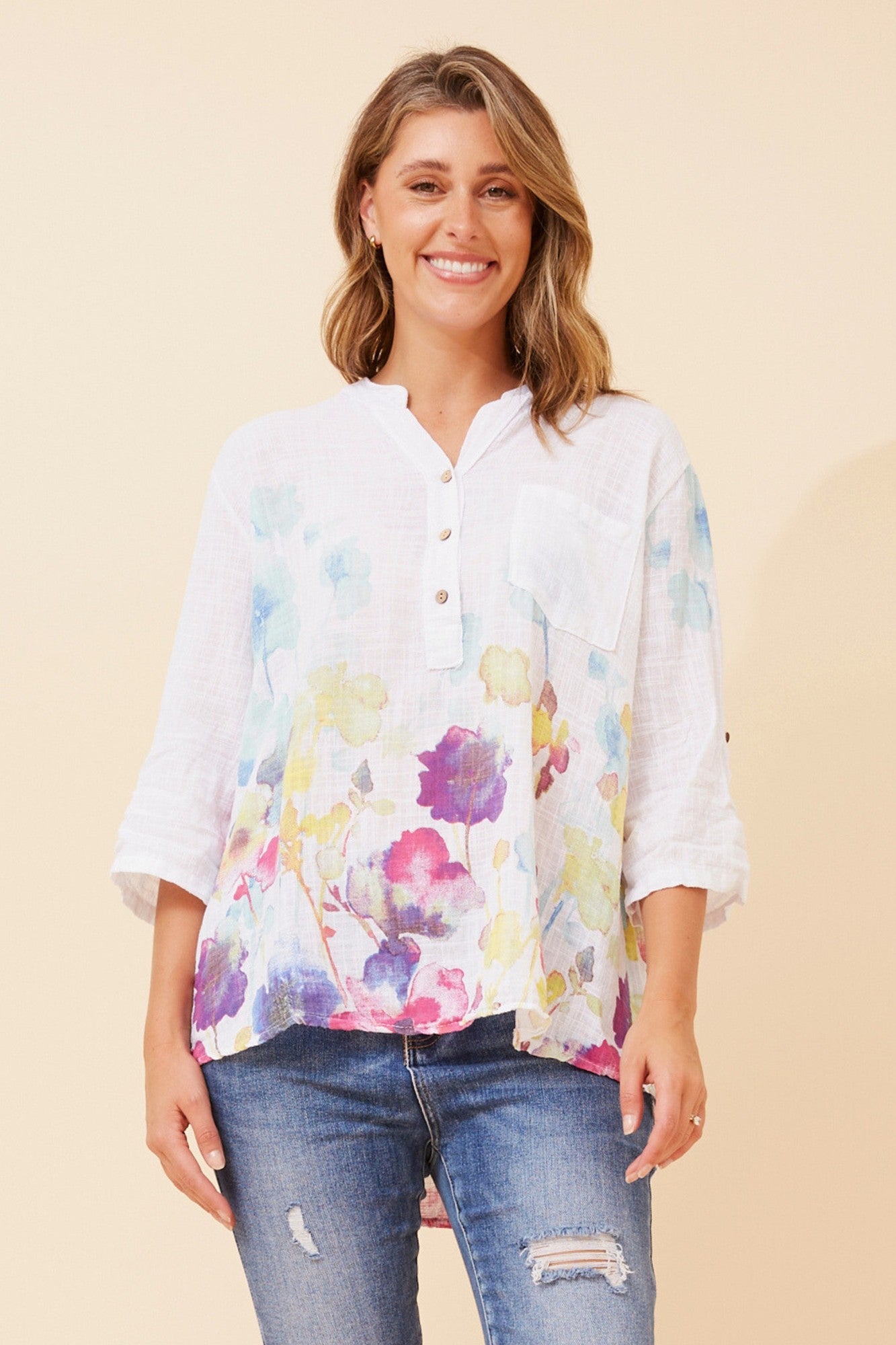 ROSETTA FLORAL TOP (White)