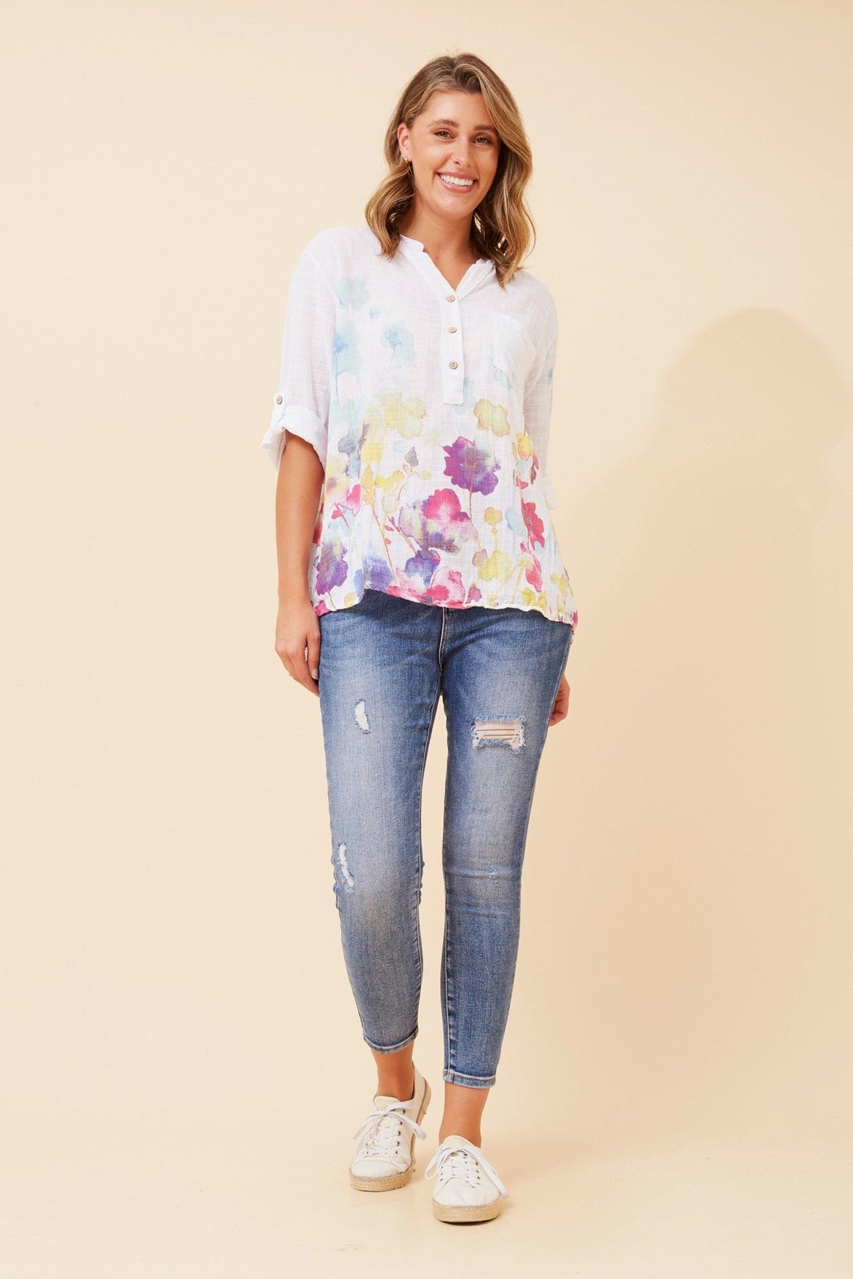 ROSETTA FLORAL TOP (White)