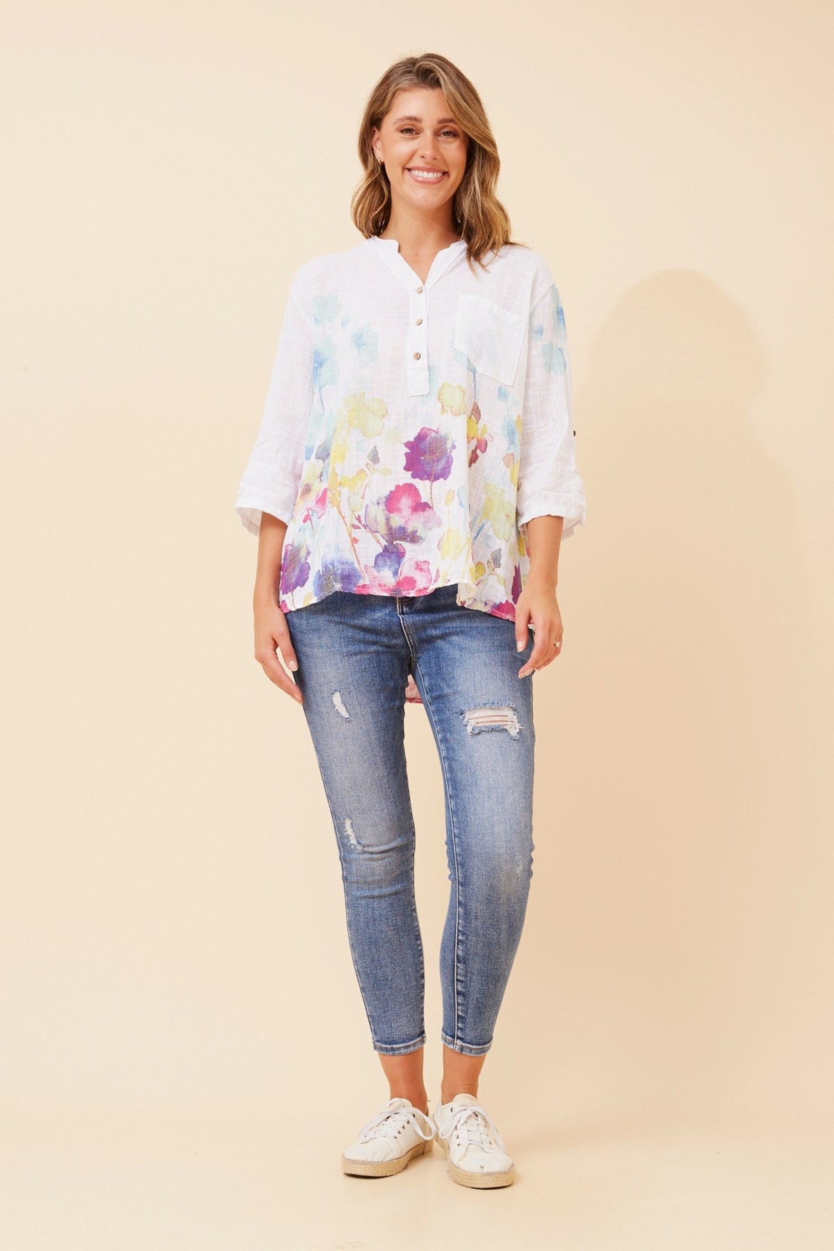 ROSETTA FLORAL TOP (White)