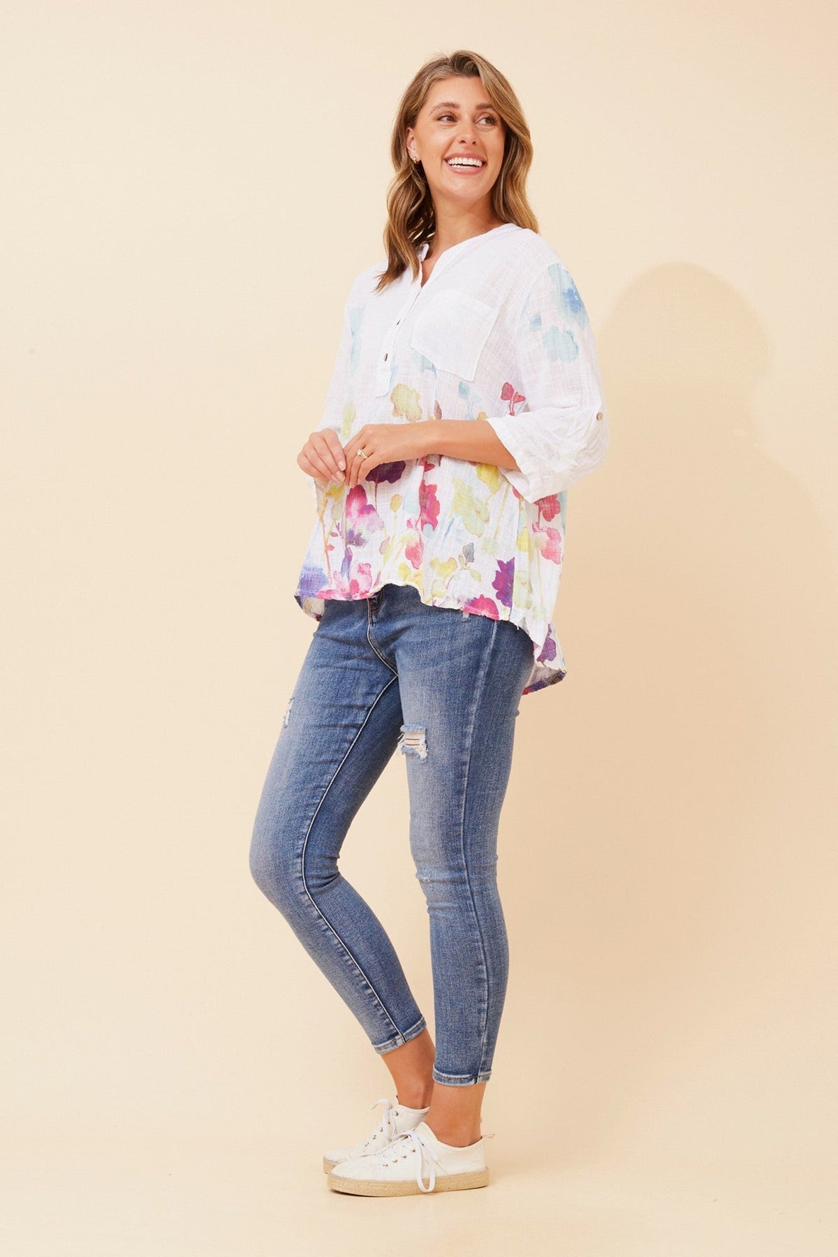 ROSETTA FLORAL TOP (White)