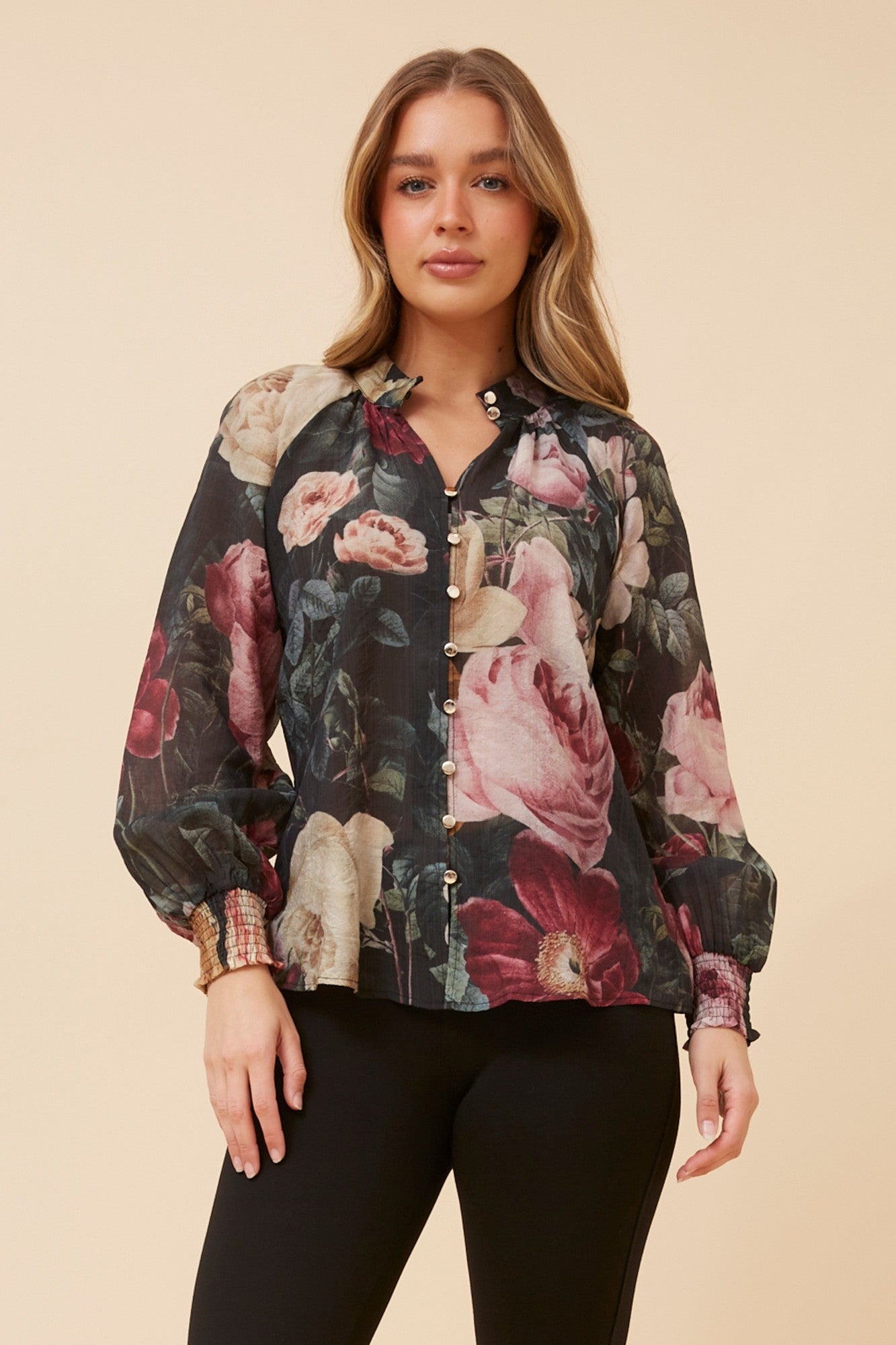 SHANICE FLORAL BLOUSE (Multi Black)