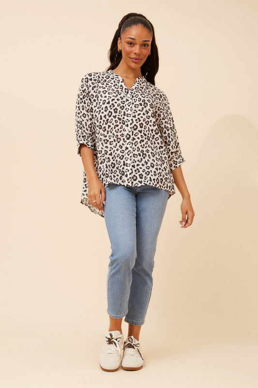 BELINA ANIMAL PRINT SHIRT (Nougat)