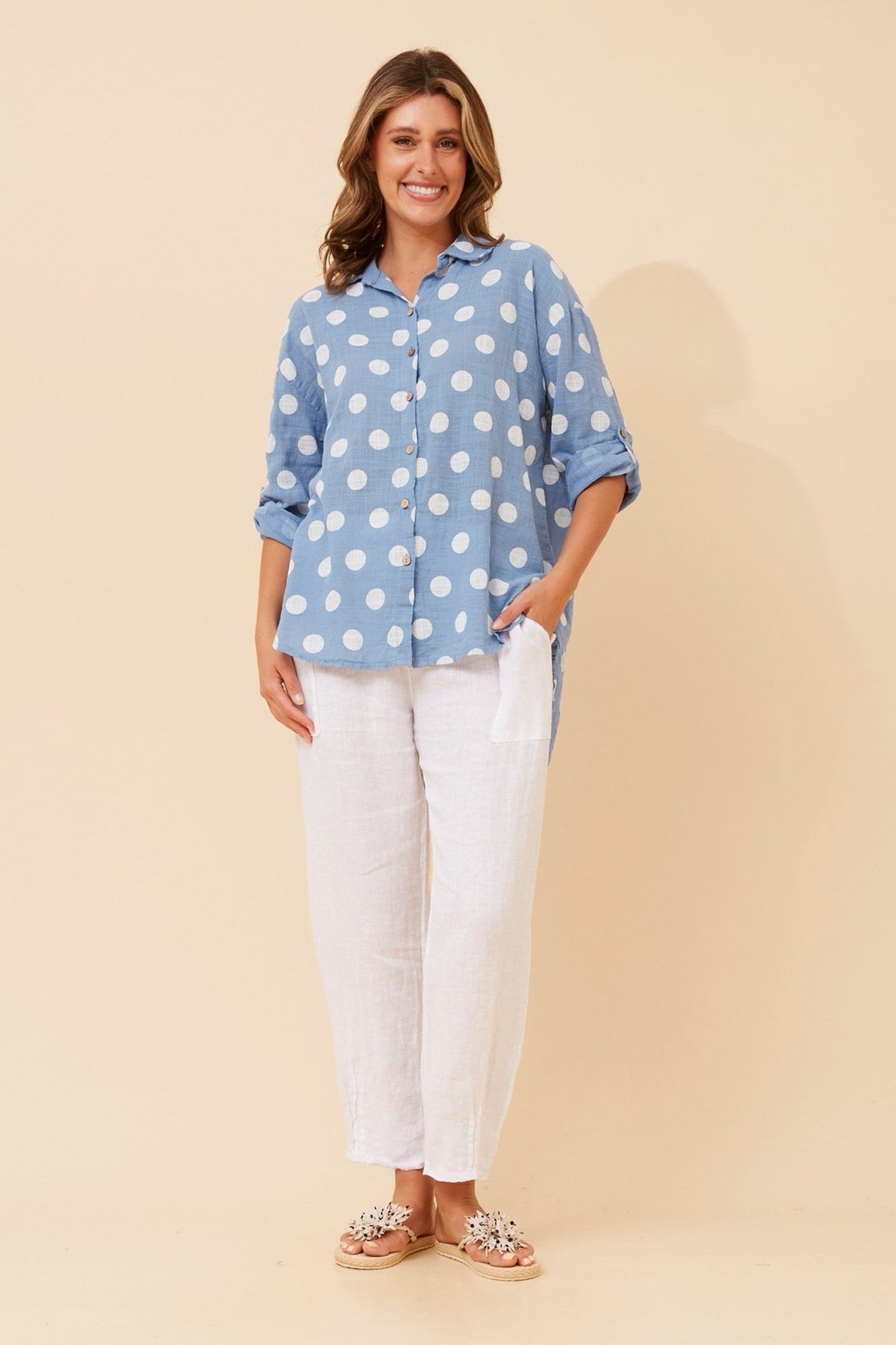 RELLA POLKA DOT PRINT SHIRT (Denim)