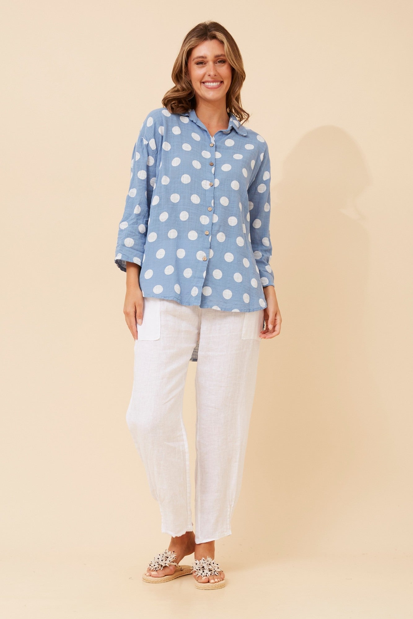 RELLA POLKA DOT PRINT SHIRT (Denim)