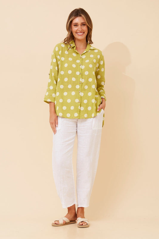 BOTTEGA MODA RELLA POLKA DOT PRINT SHIRT (Green)