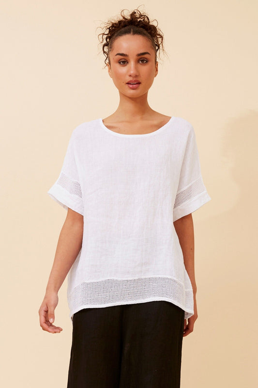 VIVALDA SOLID LINEN TOP (White)