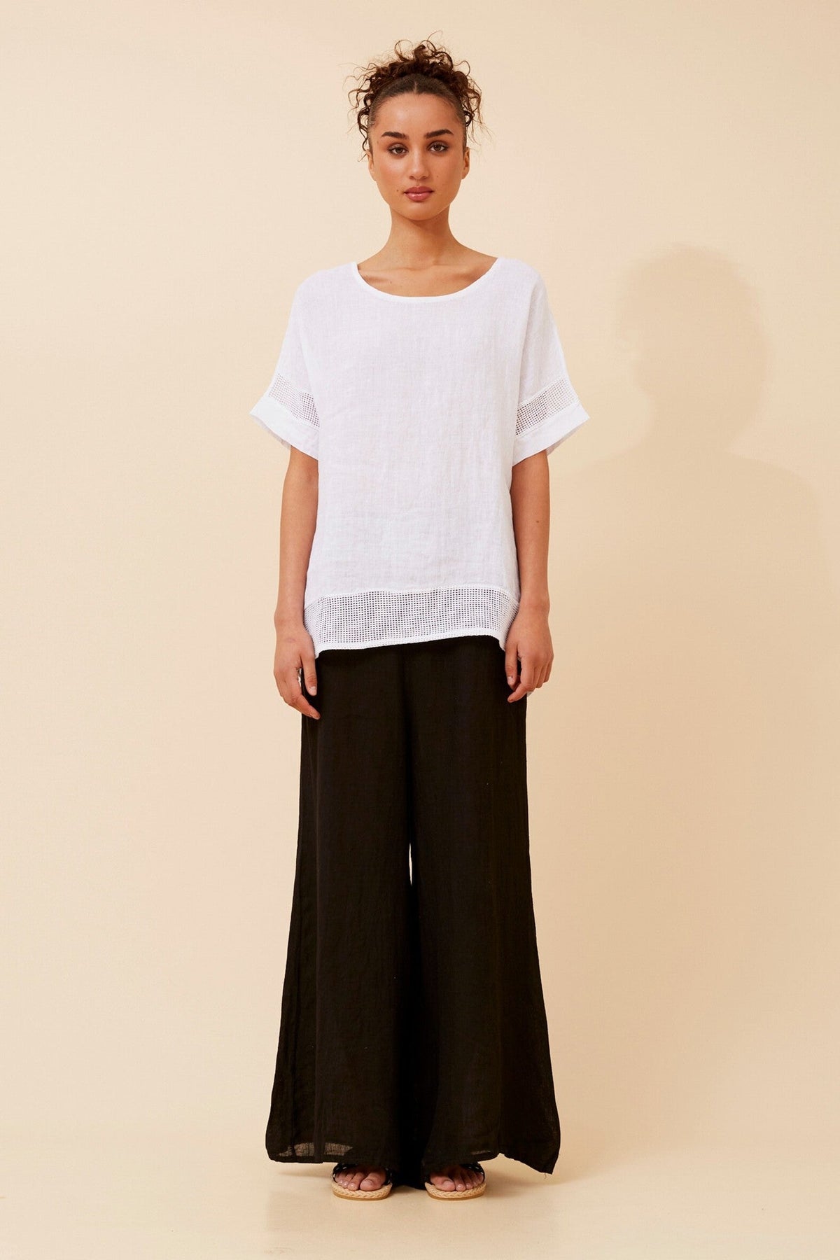 VIVALDA SOLID LINEN TOP (White)