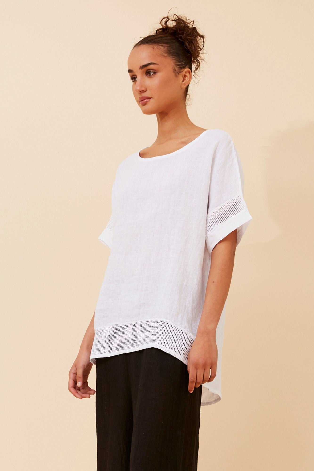 VIVALDA SOLID LINEN TOP (White)