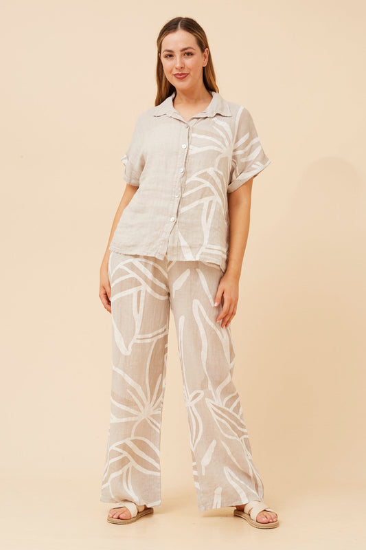 BOTTEGA MODA LOREDANA ABSTRACT PRINT SHIRT (Linen)
