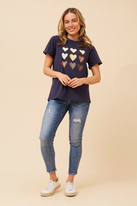 LURA HEART PRINT TSHIRT (Navy)