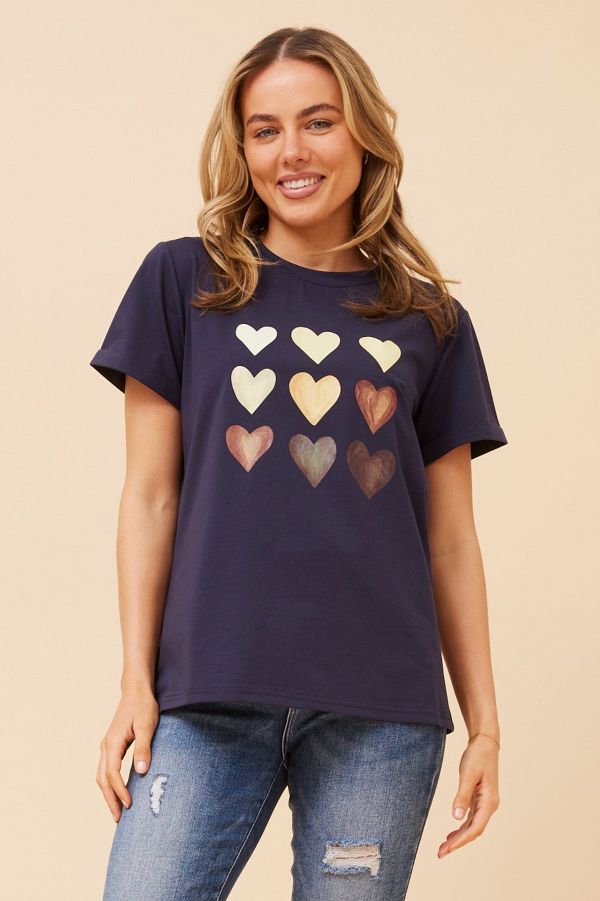 LURA HEART PRINT TSHIRT (Navy)