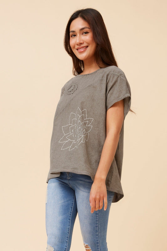 JOLANDA EMBROIDERED TOP (Latte)