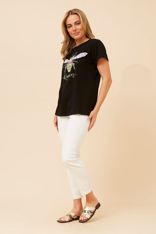 Image of T-Shirts. Product name - LURA QUEEN BEE T-SHIRT in Red colour by brand - Caroline Morgan Australia