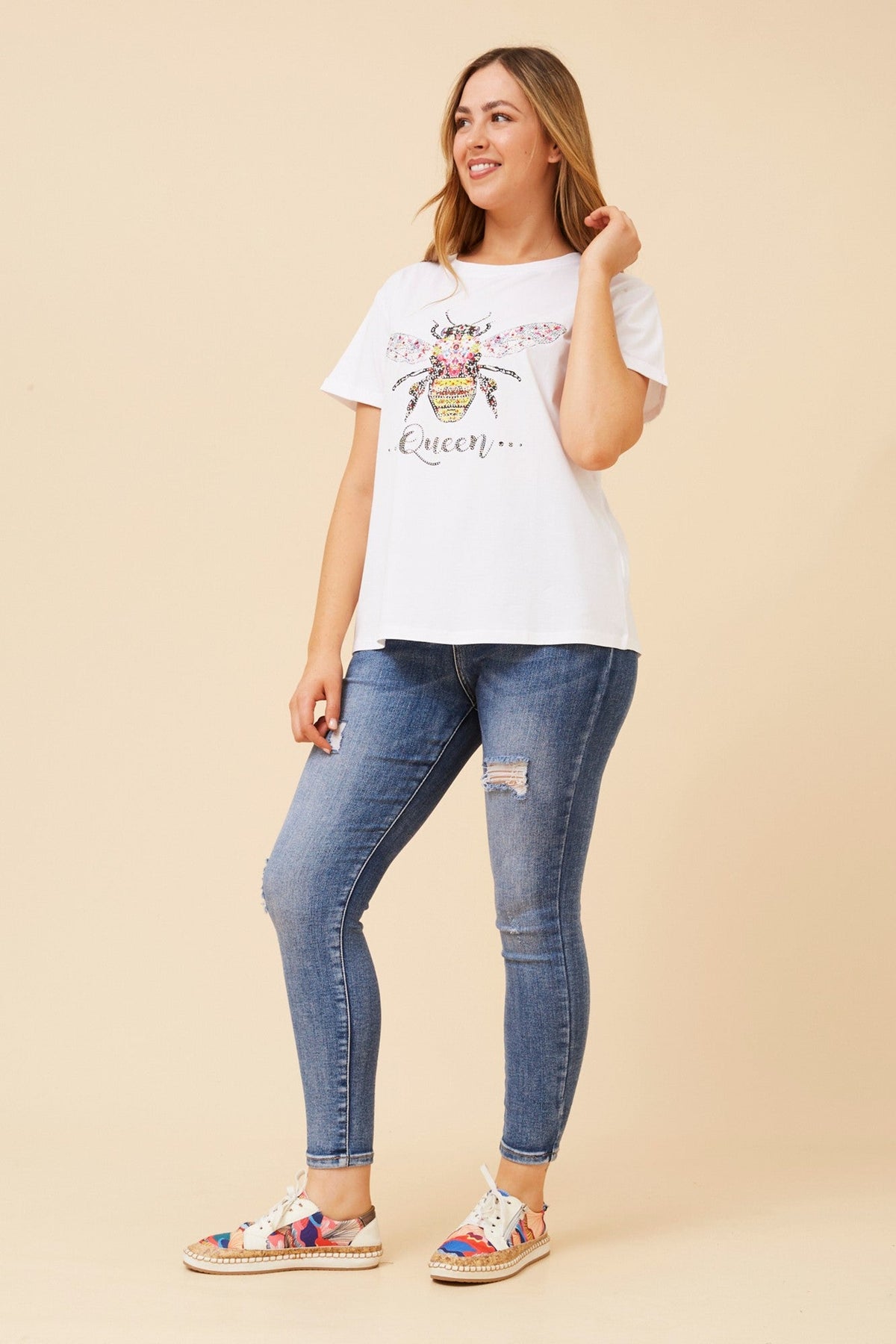Caroline Morgan Australia LURA QUEEN BEE T-SHIRT (White)